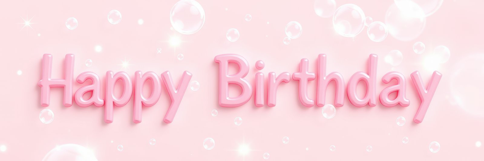 Bright pink birthday greeting with bubbles on a soft pink background celebrating a special day for someone cherished